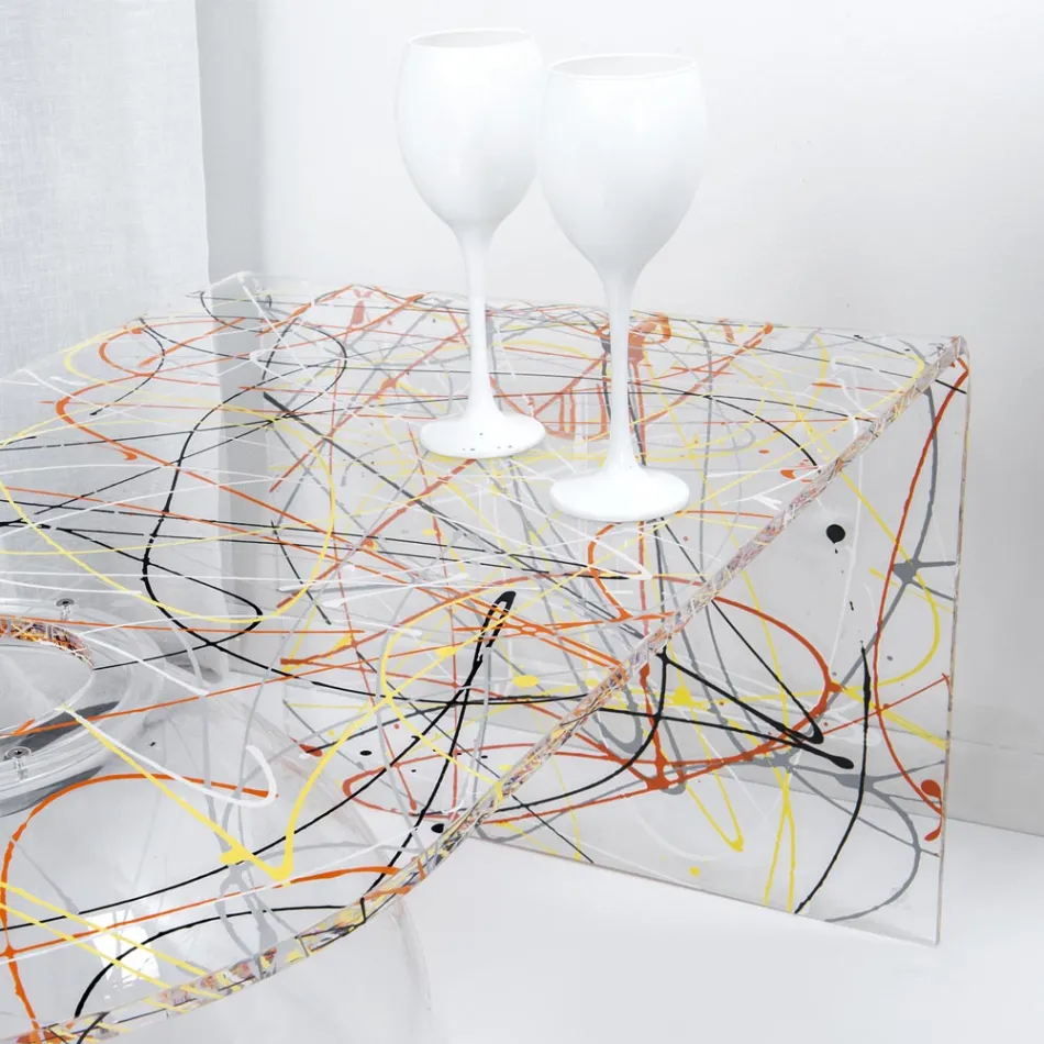 Tavolino a ponte moderno in plexiglass realizzato in Italia, Bolly Viadurini
