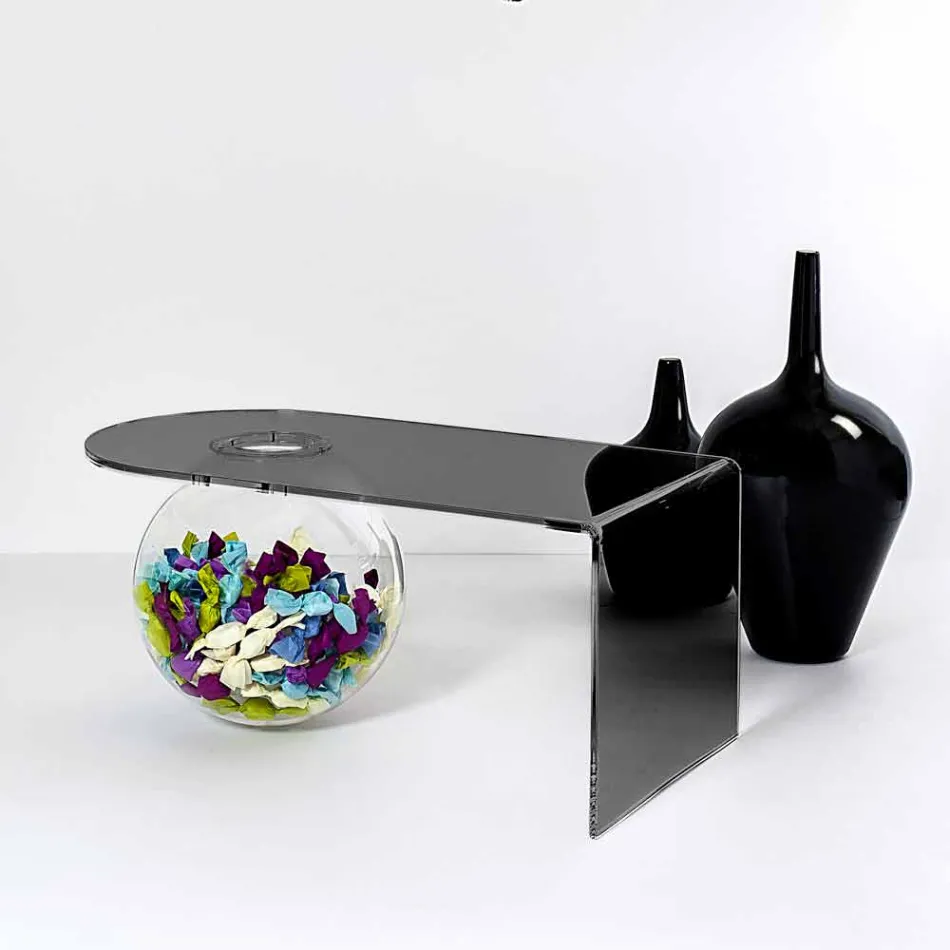 Tavolino a ponte moderno in plexiglass realizzato in Italia, Bolly Viadurini