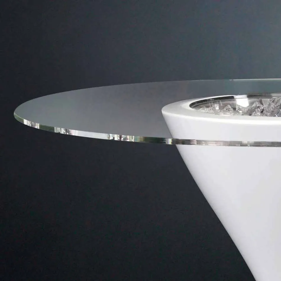 Tavolino Alto in Vetro e Polietilene con Portabottiglie Made in Italy - Cracovia Viadurini