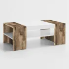 Tavolino Basso da Caffè per il Salotto in Legno Bianco 3 Finiture - Rames Viadurini