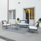 Tavolino Basso da Esterno Pieghevole in Acciaio Zincato Made in Italy - Selvaggia Viadurini