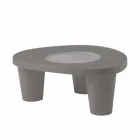 Tavolino basso Slide Low Lita Table polietilene e vetro made in Italy Viadurini