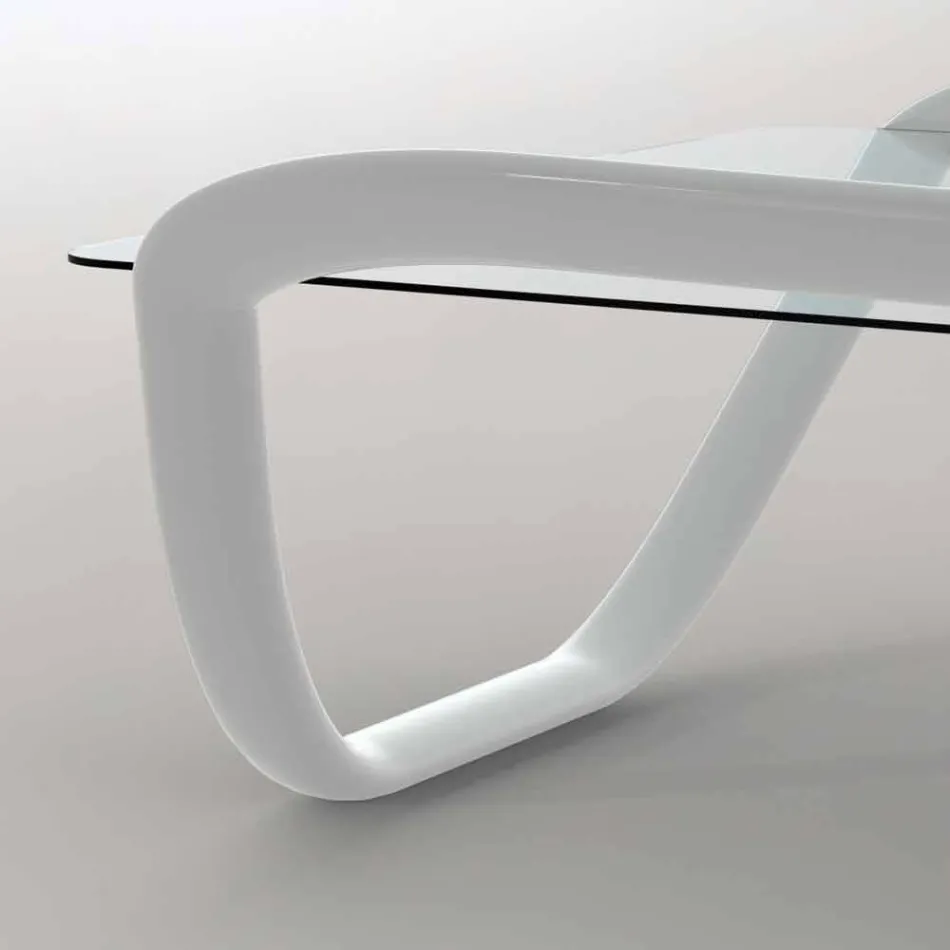 Tavolino bianco design moderno in vetro e Adamantx® Continuum Viadurini