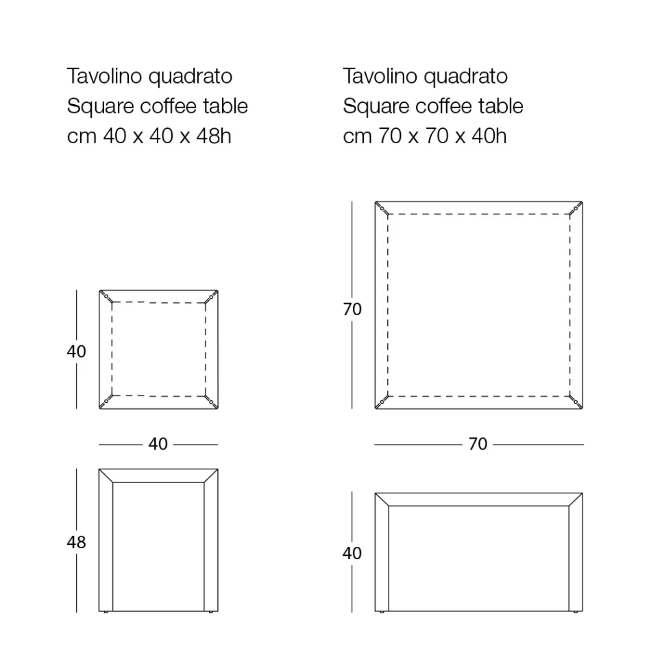 Tavolino Caffè da Salotto in Metallo di Design Quadrato 2 Dimensioni - Josyane Viadurini