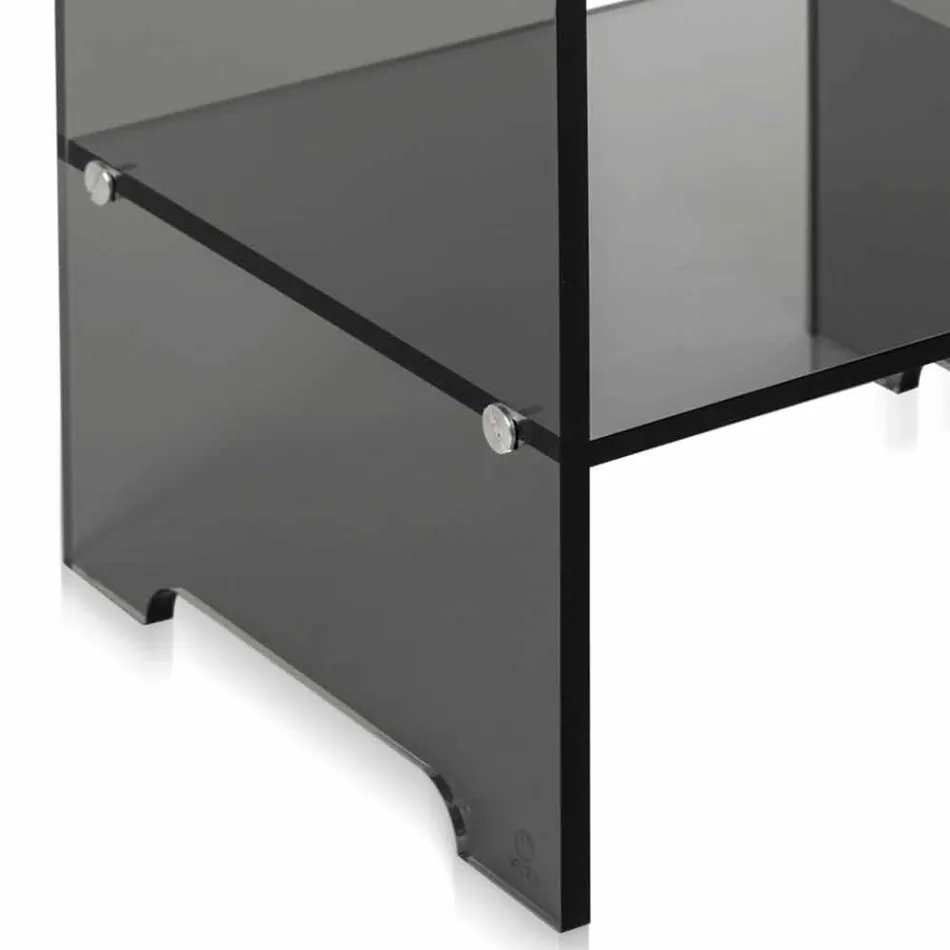 Tavolino / comodino fumé trasparente design moderno Mimi,made in Italy Viadurini