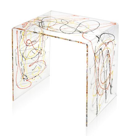 Tavolino Comodino in Plexiglass Trasparente e Colorato 2 Misure - Pelere Viadurini