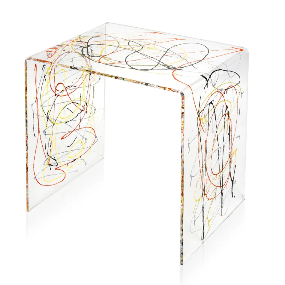 Tavolino Comodino in Plexiglass Trasparente e Colorato 2 Misure - Pelere Viadurini