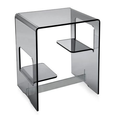Tavolino Comodino in Plexiglass Trasparente o Fumè Made in Italy - Lollao Viadurini