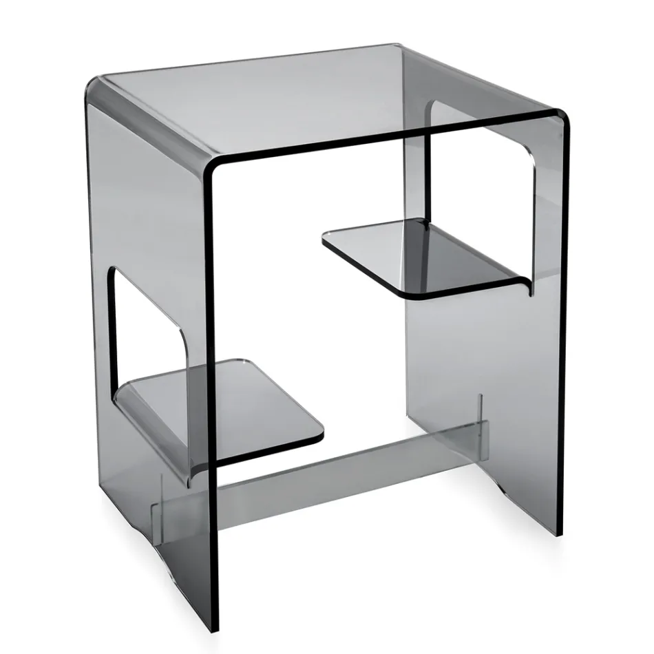 Tavolino Comodino in Plexiglass Trasparente o Fumè Made in Italy - Lollao Viadurini