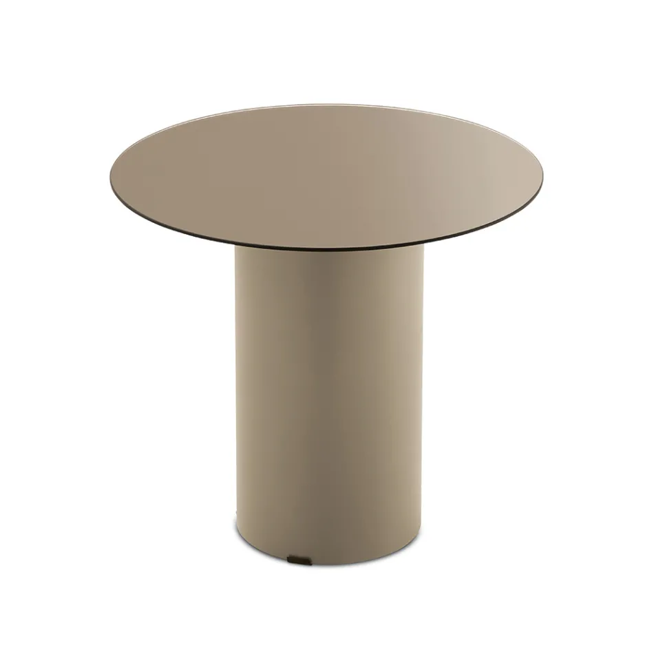 Tavolino con Base in Metallo e Piano Ø45 cm in Specchio o Vetro - Flaminia Viadurini