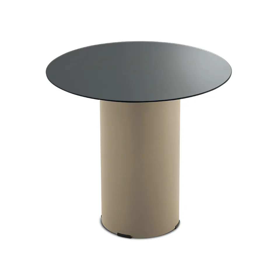 Tavolino con Base in Metallo e Piano Ø45 cm in Specchio o Vetro - Flaminia Viadurini