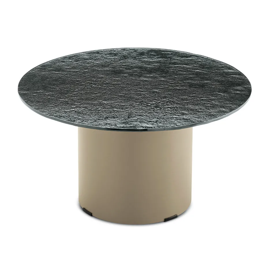 Tavolino con Base in Metallo e Piano Ø60 cm in Specchio o Vetro - Flaminia Viadurini