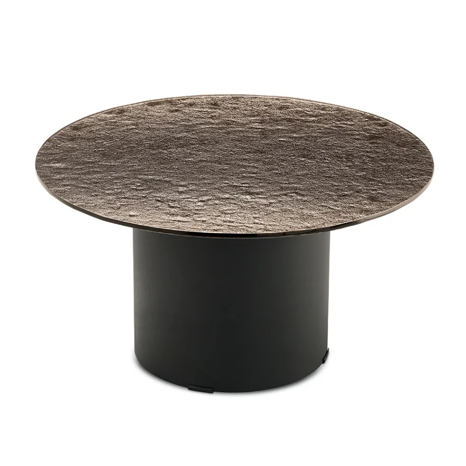 Tavolino con Base in Metallo e Piano Ø60 cm in Specchio o Vetro - Flaminia Viadurini