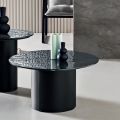 Tavolino con Base in Metallo e Piano Ø60 cm in Specchio o Vetro - Flaminia