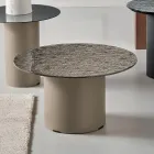 Tavolino con Base in Metallo e Piano Ø60 cm in Specchio o Vetro - Flaminia Viadurini