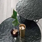 Tavolino con Piano in Specchio e Ceramica Effetto Marmo Made in Italy - Giusta Viadurini