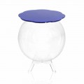 Tavolino / contenitore tondo blu Biffy,design moderno made in Italy
