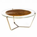 Tavolino da caffè alto moderno con piano in vetro e legno Bigo 1