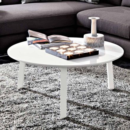 Tavolino da Caffè con Piano Rotondo in Mdf Laccato Realizzato in Italia - Tobiko Viadurini