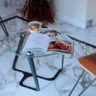 Tavolino da Caffè Fatto a Mano in Vetro e Acciaio Made in Italy - Marbello Viadurini