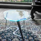 Tavolino da Caffè Fatto a Mano in Vetro e Acciaio Made in Italy - Marbello Viadurini