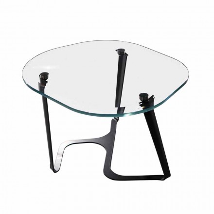 Tavolino da Caffè Fatto a Mano in Vetro e Acciaio Made in Italy - Marbello Viadurini