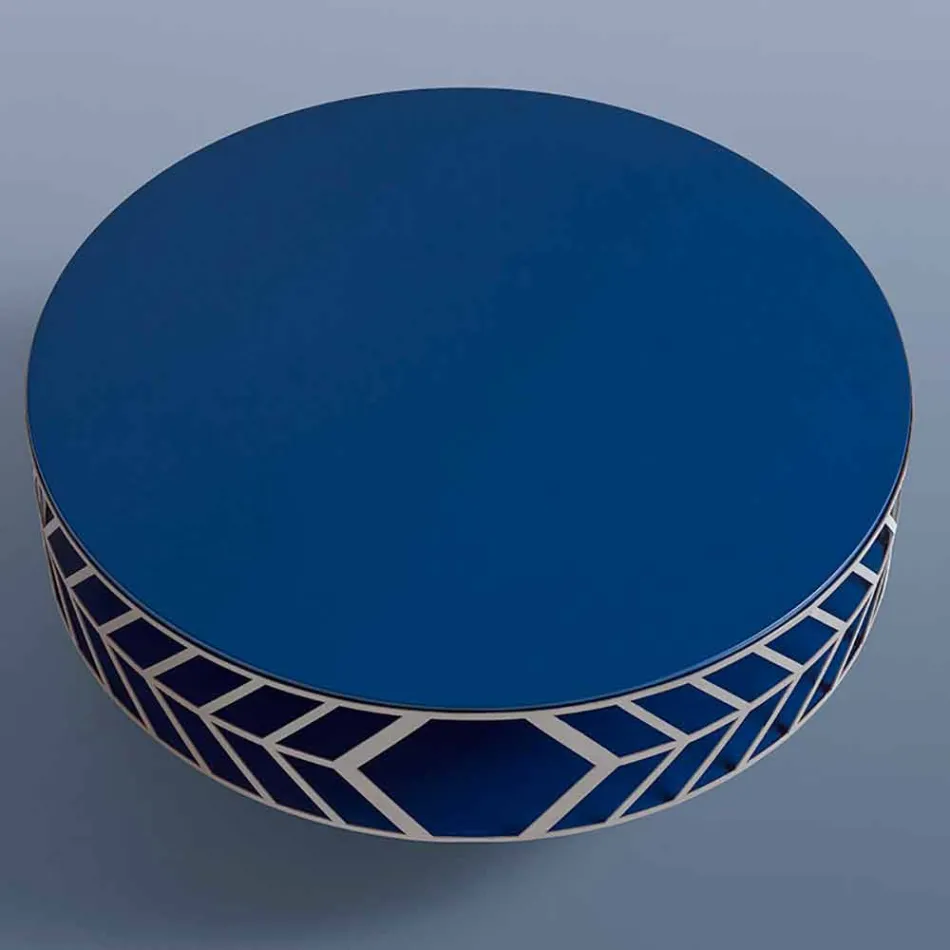Tavolino da Caffè Moderno Basso di Design Blu o Bordeaux con Anello - Lok Viadurini