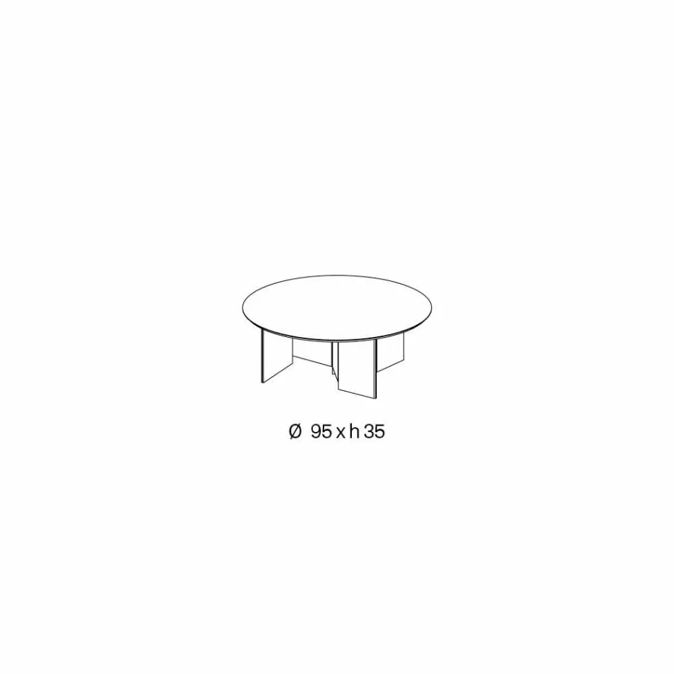 Tavolino da Caffè Tondo con Piano in Ceramica e Gambe in Vetro Fumè - Random Viadurini