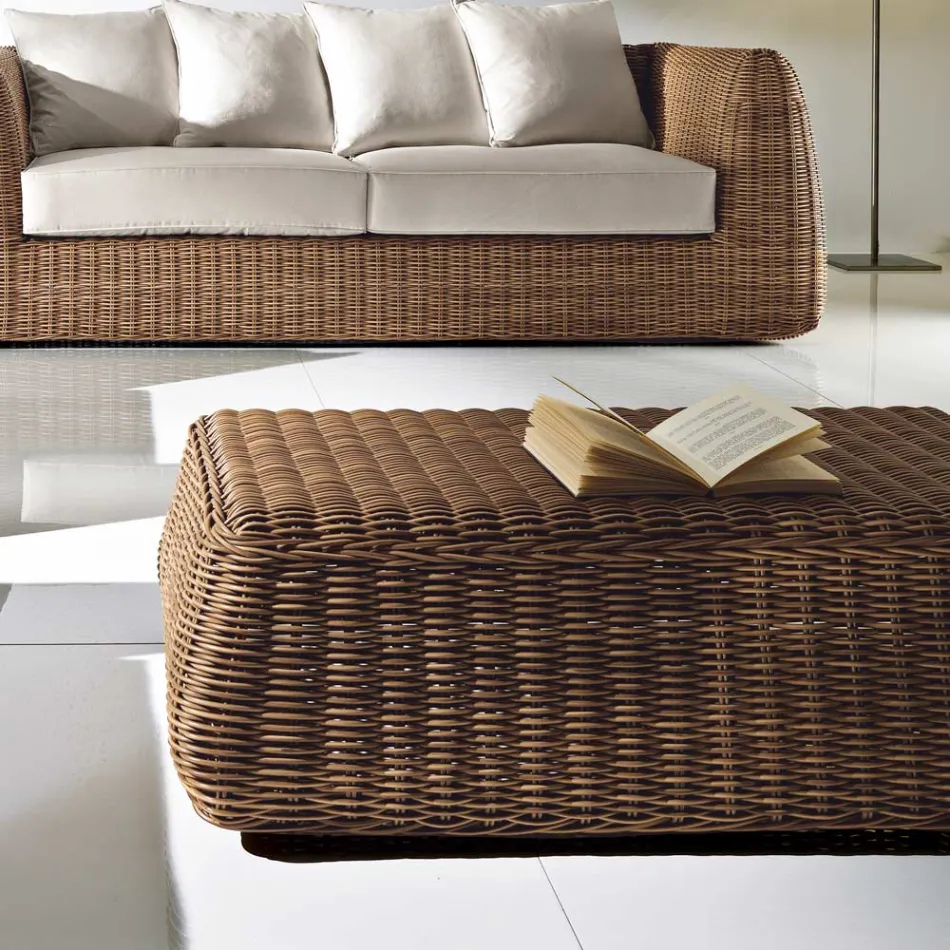 Tavolino da Esterno in Polyrattan Intrecciato a Mano - Charlie Viadurini