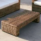 Tavolino da Giardino con Struttura in Intreccio di Banano Naturale - Dish Viadurini