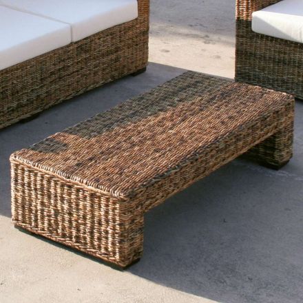 Tavolino da Giardino con Struttura in Intreccio di Banano Naturale - Dish Viadurini