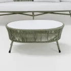 Tavolino da Giardino in Alluminio e Intreccio in Corda e Vetro - Asteria Viadurini