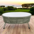 Tavolino da Giardino in Alluminio e Intreccio in Corda e Vetro - Asteria Viadurini
