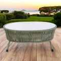 Tavolino da Giardino in Alluminio e Intreccio in Corda e Vetro - Asteria