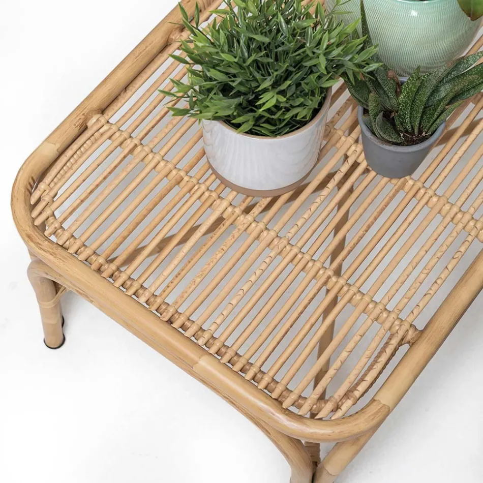 Tavolino da Giardino in Alluminio e Intreccio in Polyrattan - Ellide Viadurini