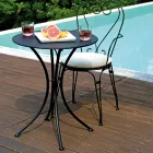 Tavolino da Giardino in Ferro Verniciato Nero con Piano Rotondo - Gendron Viadurini