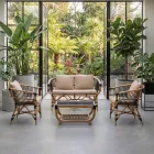 Tavolino da Giardino in Rattan Naturale Intrecciato a Mano – Catelyn Viadurini