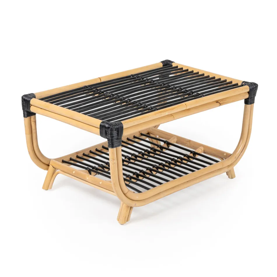 Tavolino da Giardino in Rattan Naturale Intrecciato a Mano – Catelyn Viadurini