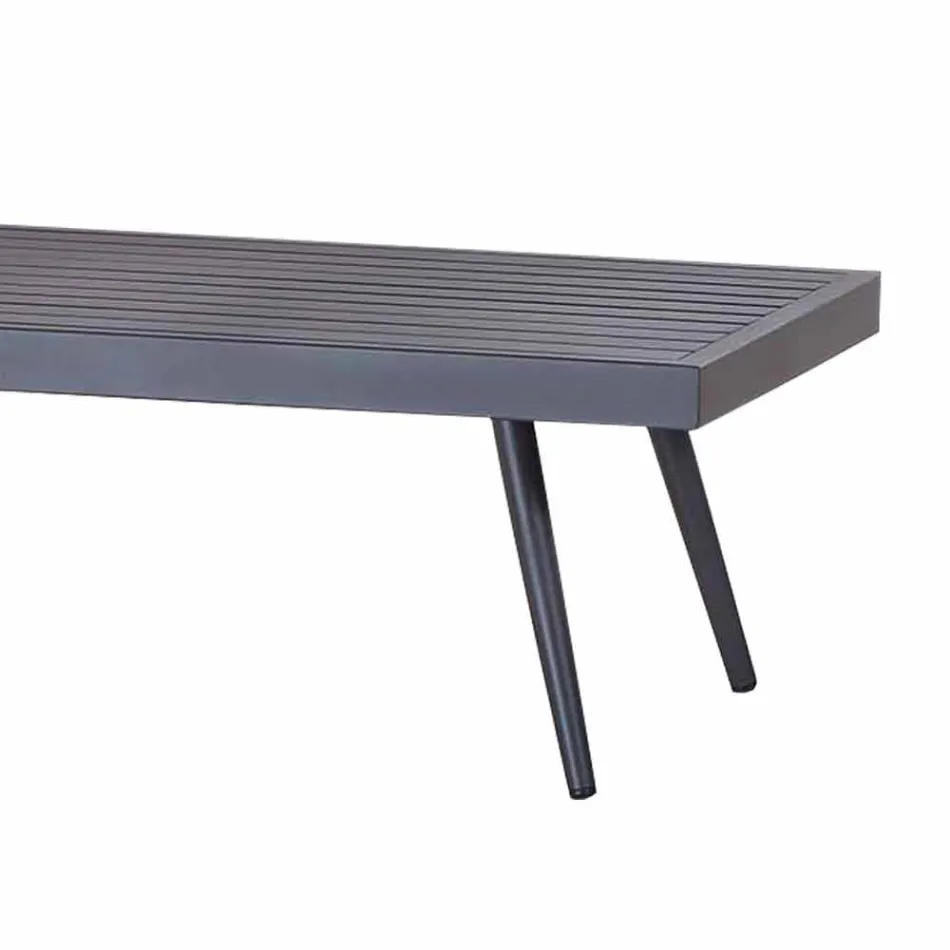 Tavolino da Giardino Rettangolare in Alluminio Verniciato Antracite - Rasti Viadurini