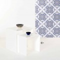 Tavolino da salotto bianco moderno 40x40cm Terry Small, made in Italy