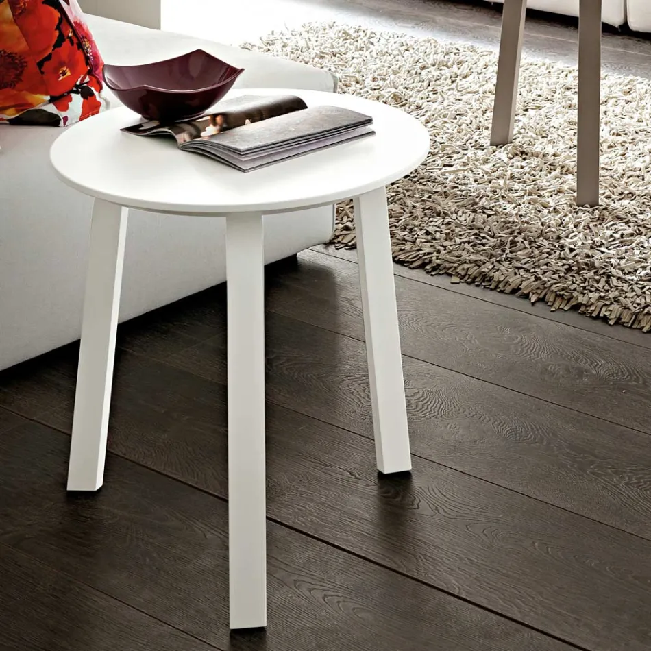 Tavolino da Salotto con Piano Rotondo in MDF laccato Made in Italy, Pregiato - Tobiko Viadurini