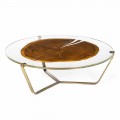 Tavolino da Salotto con Piano Rotondo in Vetro e Legno Made in Italy - Baviera