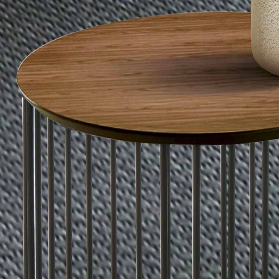 Tavolino da Salotto con Piano Tondo in Legno Realizzato in Italia - Montebianco Viadurini