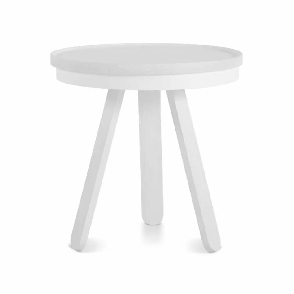 Tavolino da Salotto Design con Piano Rotondo e Gambe in Legno Massello - Salerno Viadurini