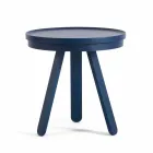 Tavolino da Salotto Design con Piano Rotondo e Gambe in Legno Massello - Salerno Viadurini