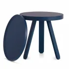 Tavolino da Salotto Design con Piano Rotondo e Gambe in Legno Massello - Salerno Viadurini