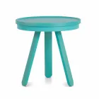 Tavolino da Salotto Design con Piano Rotondo e Gambe in Legno Massello - Salerno Viadurini
