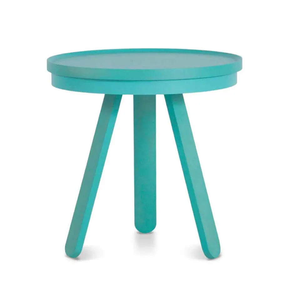 Tavolino da Salotto Design con Piano Rotondo e Gambe in Legno Massello - Salerno Viadurini