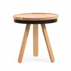 Tavolino da Salotto Design con Piano Rotondo e Gambe in Legno Massello - Salerno Viadurini