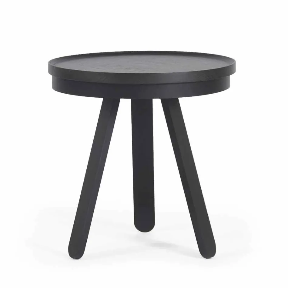Tavolino da Salotto Design con Piano Rotondo e Gambe in Legno Massello - Salerno Viadurini